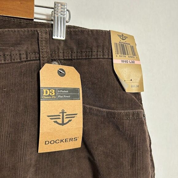 NEW Dockers Men 40 x 32 Brown Corduroy Pants - Picture 7 of 8